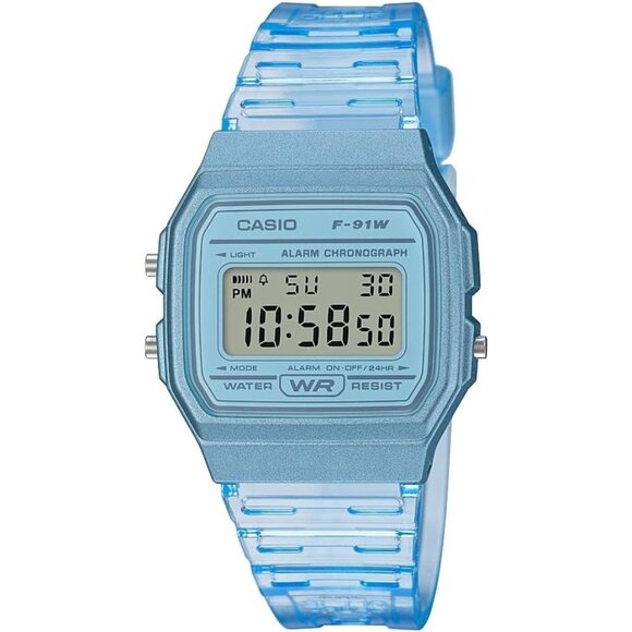Casio Men Blue Water Resistant Quartz Watch With Resin Strap (Model: F-91ws-2cf) - Picture 1 of 5